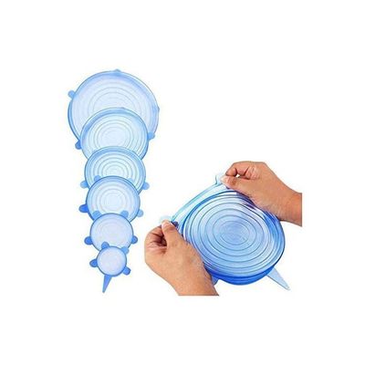 Silicone Stretch Lids 6 Pack Suction Lid Blue 6ounce