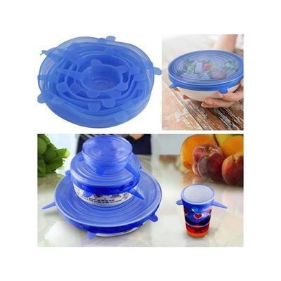 6-Piece Sillicone Stretch Food Storage Blue