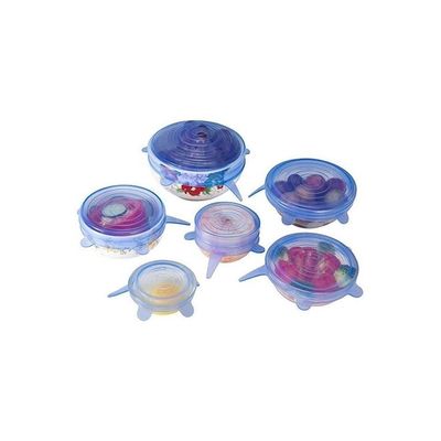 6-Piece Sillicone Stretch Food Storage Blue