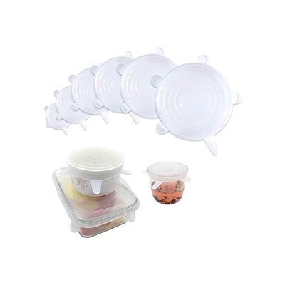 6-Piece Stretch Lids White 8inch