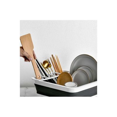 Dish Drainer Collapsible Dish Rack Grey 36x4.5x32cm