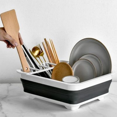 Dish Drainer Collapsible Dish Rack Grey 36x4.5x32cm