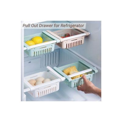 Retractable Fridge Organizer Pull Out Drawer White 20*16*8cm