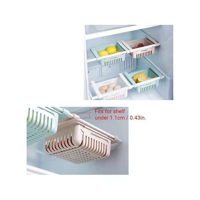 Retractable Fridge Organizer Pull Out Drawer White 20*16*8cm