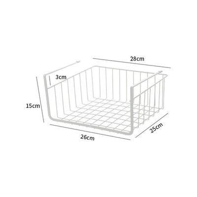 Metal Wire Under Shelf Hanging Basket White 31x16x26.5cm