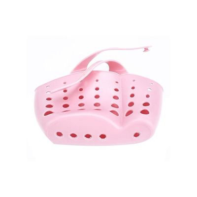 Sponge Drain Hanging Tap Basket Rack Pink 11 x 1.5 x 1.3centimeter