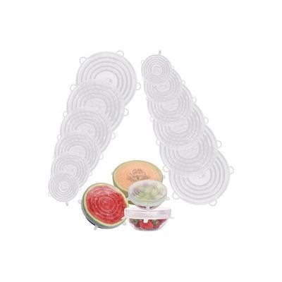 12Pcs Silicone Stretch Lids Six Specifications Of Reusable Silicone Bowl Cover White