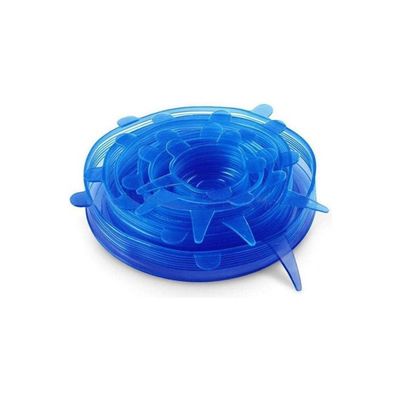 Silicone Lids Stretch Fresh Food Cover Stretch Lids, 6-Pack Blue