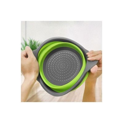 Collapsible Vegetable Storage Basket Grey/Green 22x29centimeter