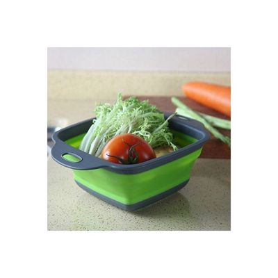 Collapsible Vegetable Storage Basket Grey/Green 22x29centimeter