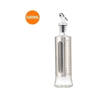 Olive Oil and Vinigar Dispenser with Lever Release Pourer Silver/Black