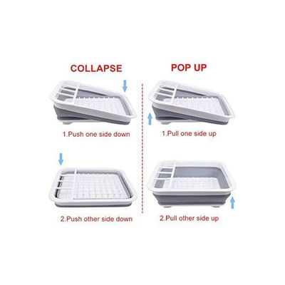 Foldable Kitchen Drying Dish Rack Cutlery Holder Multicolour 36.3 x 33.1 x 5.8cm