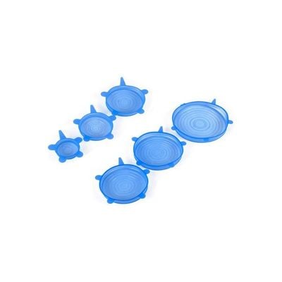 6-Piece Silicone Stretch Lid Translucent Blue 21x4x21cm