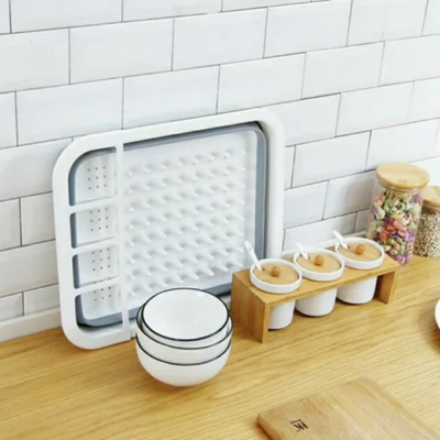 Collapsible Drying Dish Rack White/Grey