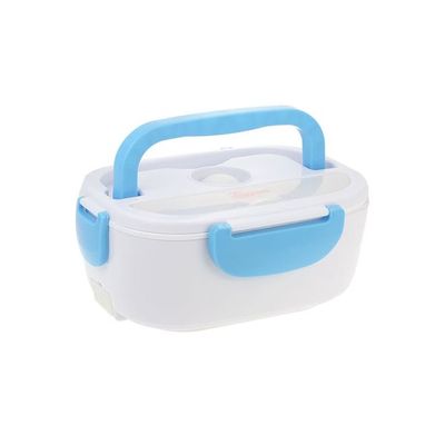 Portable Electric Lunch Box With Spoon White/Blue