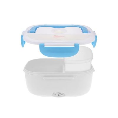 Portable Electric Lunch Box With Spoon White/Blue