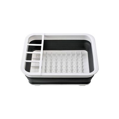 Collapsible Dish Rack Tray With Drainboard Black/White 36.0x32.0x4.5cm