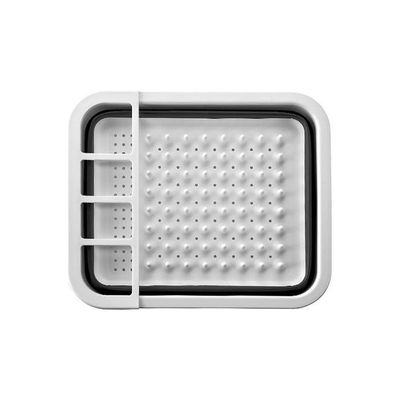 Collapsible Dish Rack Tray With Drainboard Black/White 36.0x32.0x4.5cm