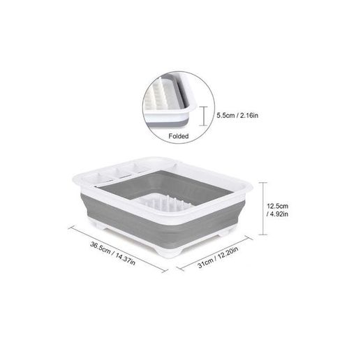 Foldable Bowl Storage Rack White/Grey 37.5centimeter