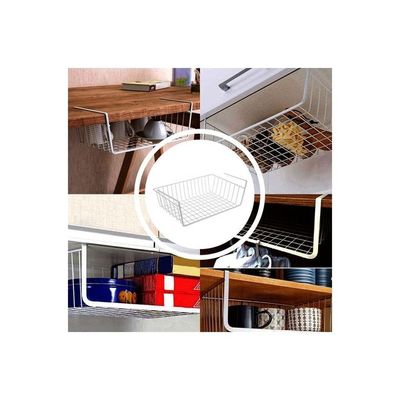 Under Shelf Storage Organizer Basket White 450g