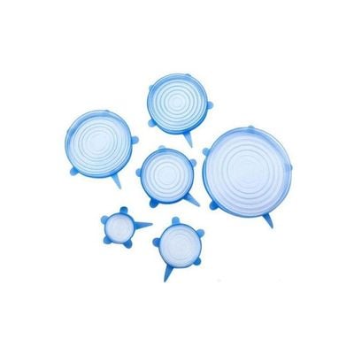 6 Pcs Reusable Silicone Stretch Lids Universal Lid Blue 6ounce