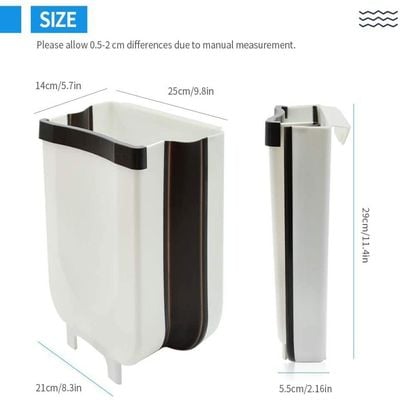 Portable Hanging Kitchen Trash Can White/Black 30x26x18cm