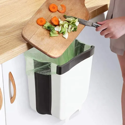 Portable Hanging Kitchen Trash Can White/Black 30x26x18cm