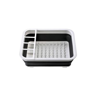 Collapsible Dish Drainer With Drainboard Grey/White 36x32x4.5centimeter
