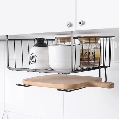 Under Shelf Basket-Multifunctional Stroge Dish Rack Black 28 x 26centimeter