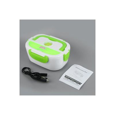 Portable Multifunctional Electric Heated Lunch Box Green/White 16x10.5x22.2centimeter