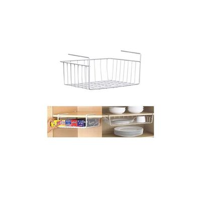 2 Piece Under Shelf Table Storage Basket Rack Silver 43.4x28.9x15.5cm