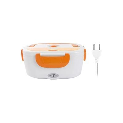 Portable Electric Heating Lunch Box Orange/White 0.6L