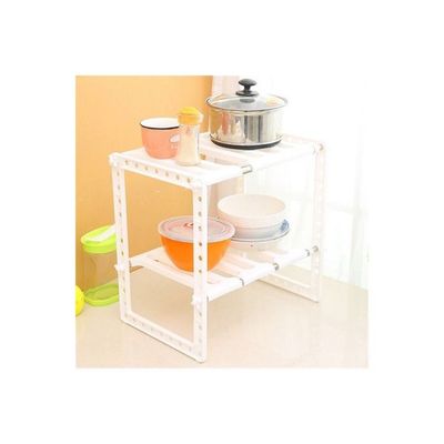 Double Layer Kitchen Storage Shelf White 70x26.5x38.5cm