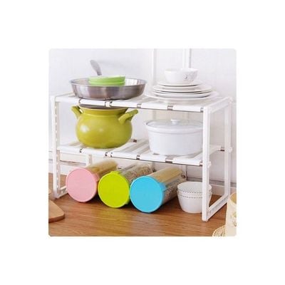 Double Layer Kitchen Storage Shelf White 70x26.5x38.5cm