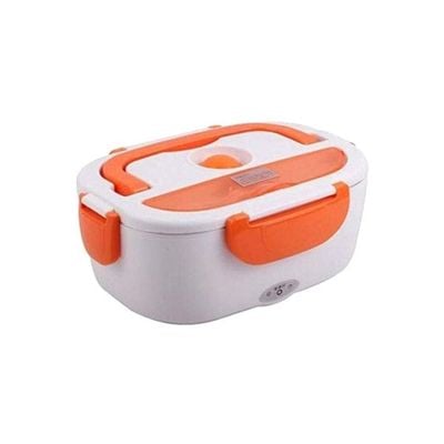 Electric Heating Lunch Box White/Orange 22x15x10centimeter