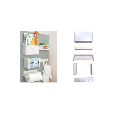 5-In-1 Magnetic Combination Storage Rack Set White 26x103x93centimeter