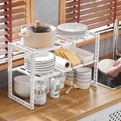 Kitchen Telescopic Storage Rack White 50-70cm