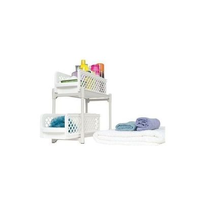 2-Tier Basket Drawer Rack White