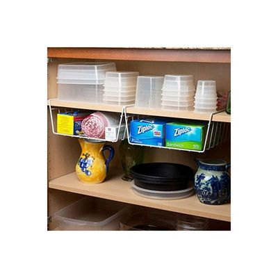 2-Piece Under Shelf Basket Set White 12x13x5.4inch