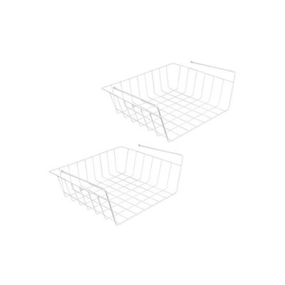 2-Piece Under Shelf Basket Set White 12x13x5.4inch
