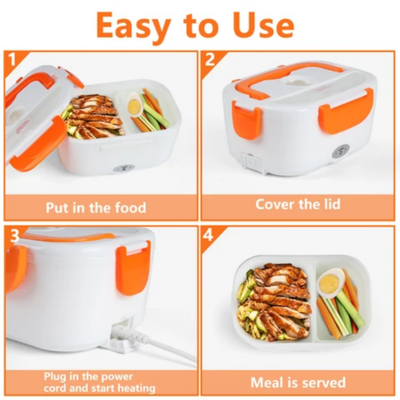 Electric Heating Lunch Box Orange 225 x 155 x 107millimeter