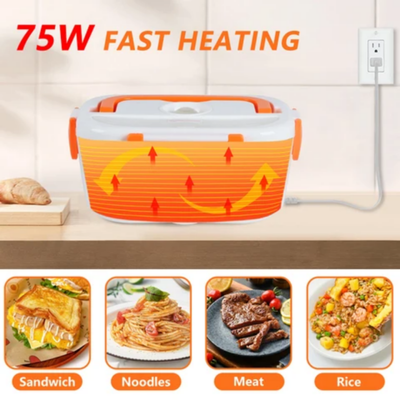 Electric Heating Lunch Box Orange 225 x 155 x 107millimeter