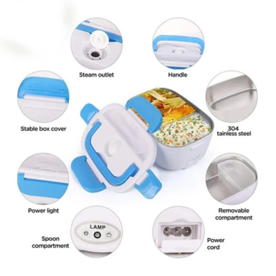 Stylish Electric Lunch Box Portable Electric Heating Food Container White