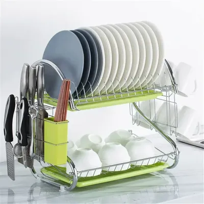 2-Tier Stainless Steel Dish Rack Silver