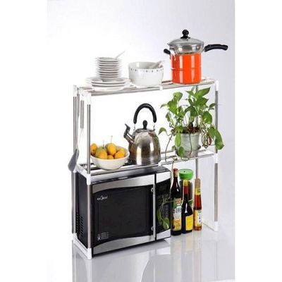 Adjustable Microwave Kitchen Shelf Rack Silver 50.8centimeter
