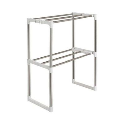 Adjustable Microwave Kitchen Shelf Rack Silver 50.8centimeter