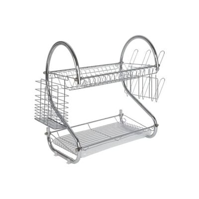 2-Layer Assembled Dish Rack Silver 50cm