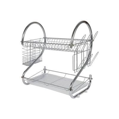 2-Layer Assembled Dish Rack Silver 50cm