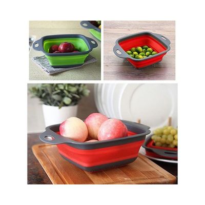 Collapsible Stretch Storage Basket Grey/Red 11.81 x 9.84 x 5.91inch