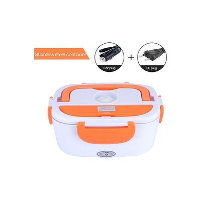 Portable Electric Lunch Box White/Orange 23.8x10.8x10.8cm